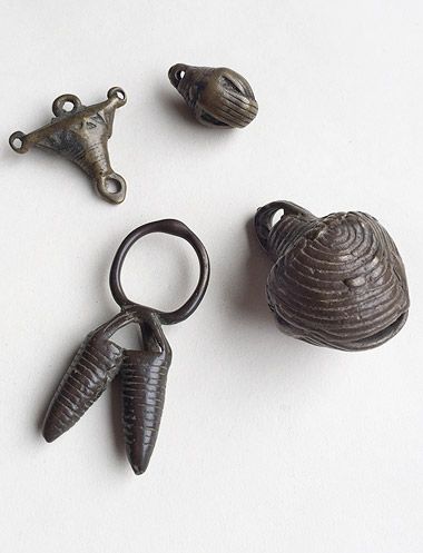 4 brass jewelry objects - Dogon - Mali