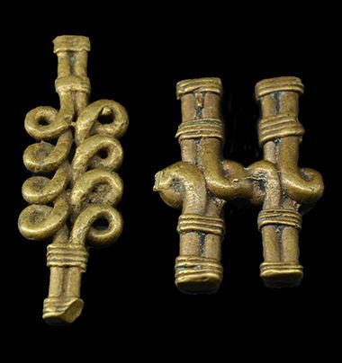 Two Akan goldweights - Wisdom Knots - Ghana
