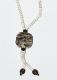 White glass-bead necklace with black and white stone ornament -