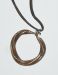 Leather necklace band with circular brass ornament - West Africa